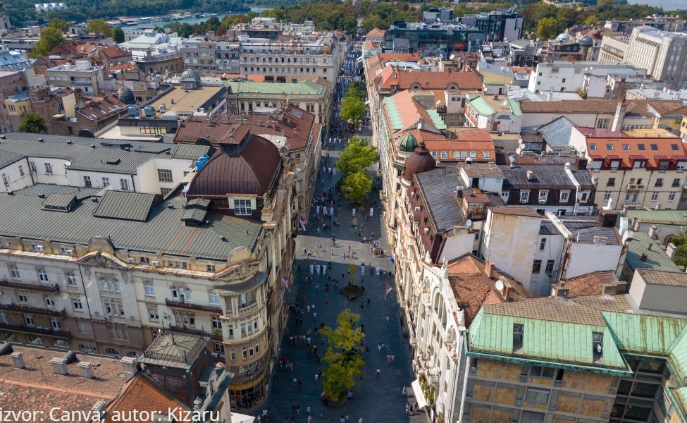 Ulica Knez Mihailova - pogled iz vazduha